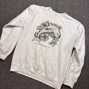 Unbranded Punta Gorda Florida Dolphin Sweatshirt Women Large White Graphic